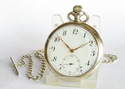 Antique 1910s Silver Pocket Watch And Chain