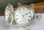 Antique 1920s Silver Elgin Hunter Pocket Watch