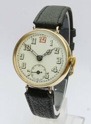 Antique 9ct Gold Trench Watch, Rotherhams, 1922