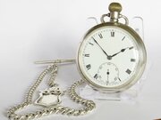 Antique Selezi Silver Pocket Watch And Chain
