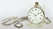Antique Swiss Silver Pocket Watch And Chain