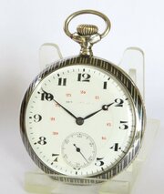 Antique Tavannes Silver Niello Pocket Watch