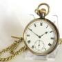Antique Gun Metal Pocket Watch And Chain