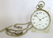 Antique Pocket Watch And Chain With Compass Fob