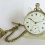 Antique Pocket Watch, Chain And Compass