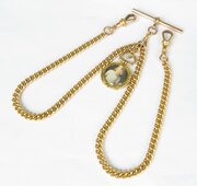 Antique Rolled Gold Double Watch Albert Chain