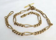 Antique Rolled Gold Fetter Link Double Watch Chain