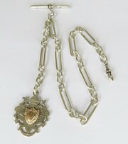 Antique Silver Churchill Chain And Fob