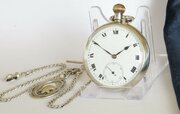 Antique Silver Electa Pocket Watch And Chain
