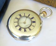 Antique Silver English Half Hunter Pocket Watch