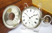 Antique Silver Longines Benson Hunter Pocket Watch