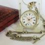 Antique silver Omega fob watch and chain