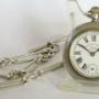 Antique silver Omega pocket watch and chain