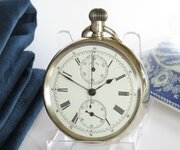 Antique Silver Stauffer IWC Chrono Pocket Watch