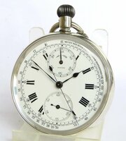 Antique Silver Stauffer Chronograph Pocket Watch