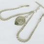 Antique Silver Double Watch Chain And Cycling Fob