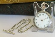 Antique Silver Fob Watch And Chain
