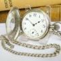 Antique Silver Half Hunter Pocket Watch And Chain