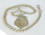 Antique Silver Pocket Watch Albert Chain, Skewen