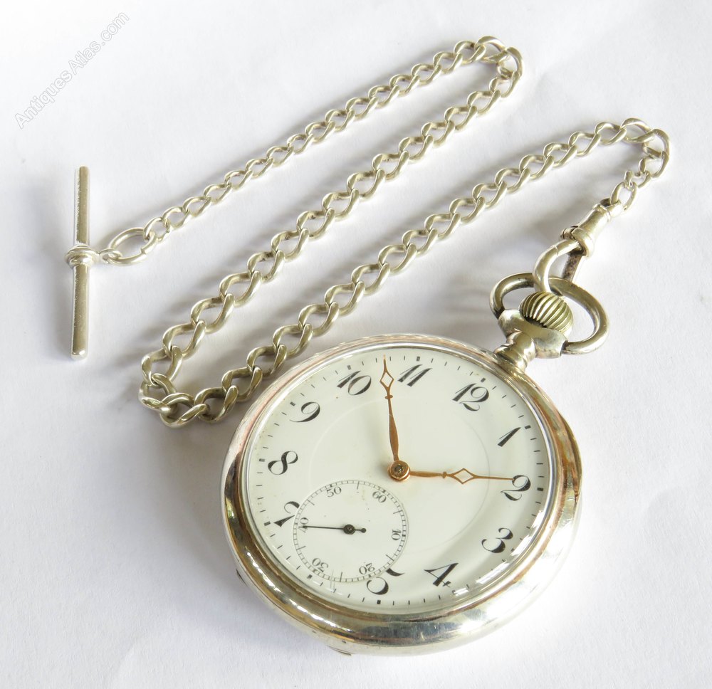 Antiques Atlas Antique Silver Pocket Watch And Chain