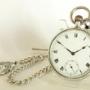 Antique Silver Pocket Watch And Chain