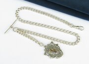 Antique Silver Pocket Watch Chain, Queen Victoria 