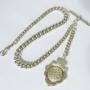 Antique Silver Pocket Watch Chain & Darts Fob
