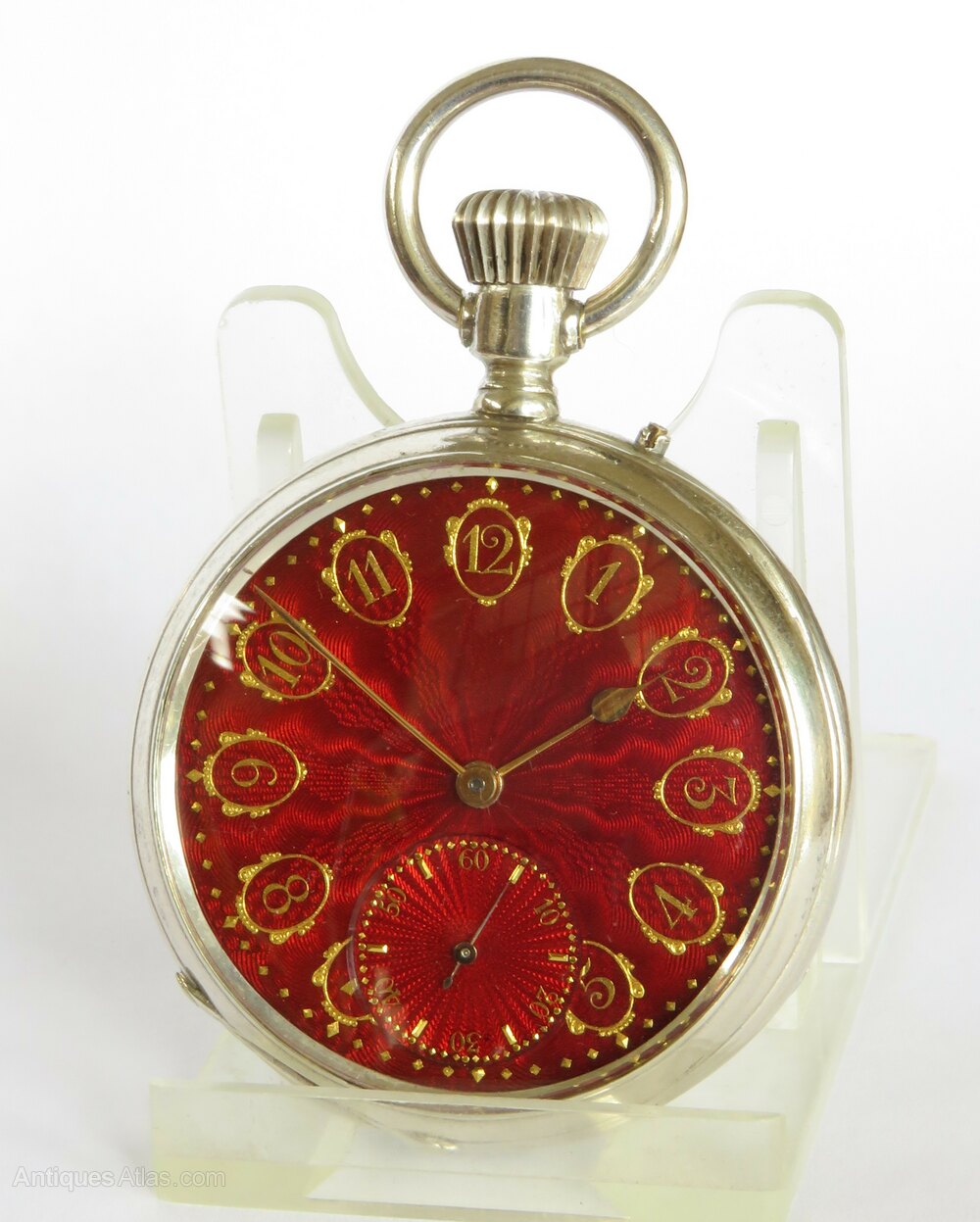 Antiques Atlas Antique Silver Pocket Watch, Guilloche Enamel
