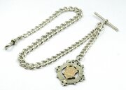 Antique Silver Watch Chain & Aberdeen Football Fob