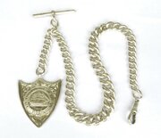 Antique Silver Watch Chain And Royal Navy Fob