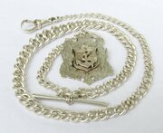 Antique silver watch chain and fob