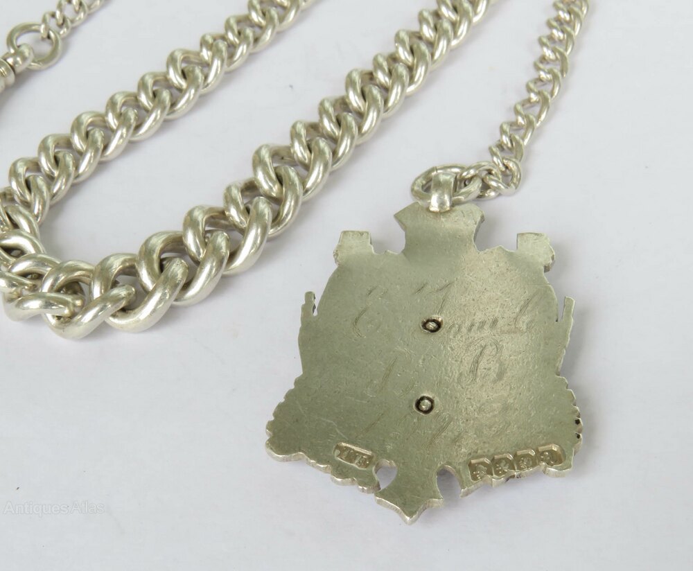Antiques Atlas - Antique Silver Watch Chain And Fob as170a14718