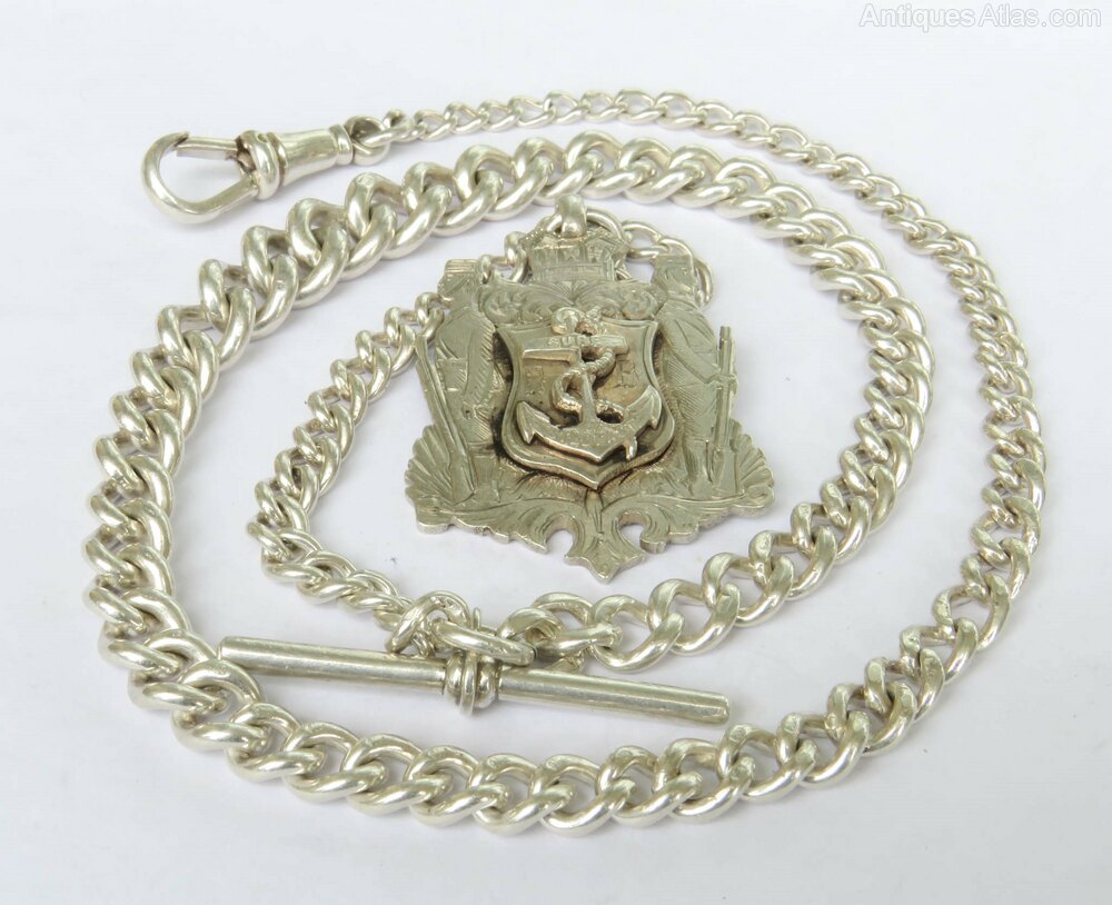 Antiques Atlas - Antique Silver Watch Chain And Fob as170a14718