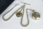 Antique Silver Watch Chain And Sovereign Holder