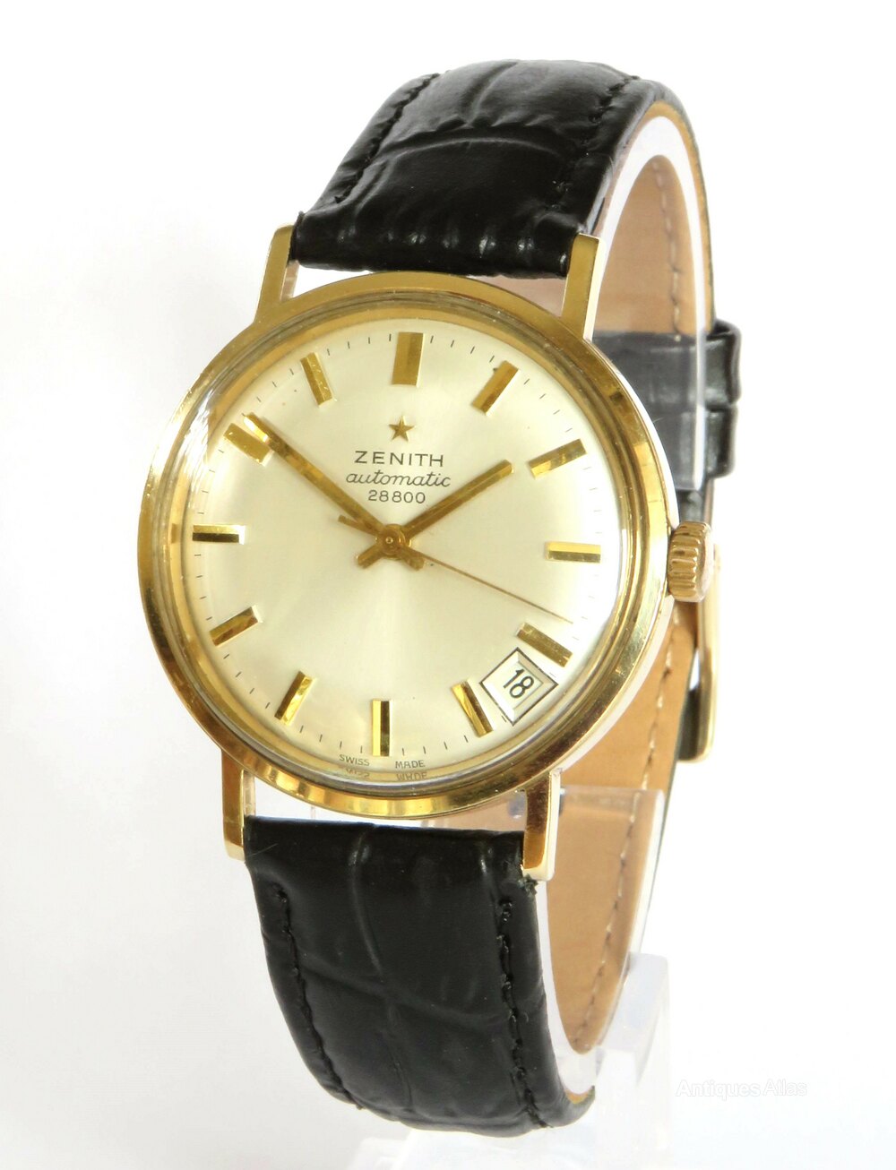 Antiques Atlas - Gents 9ct Gold Zenith 28800 Wrist Watch as170a13121