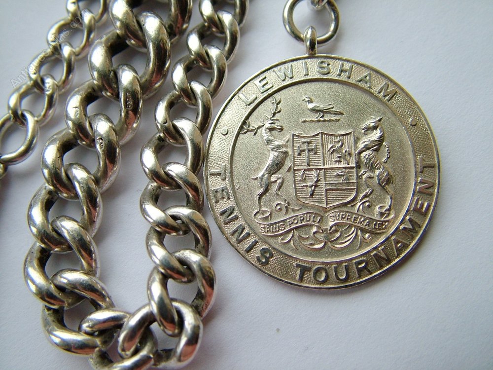Antiques Atlas Heavy Antique Silver Watch Chain And Armorial Fob