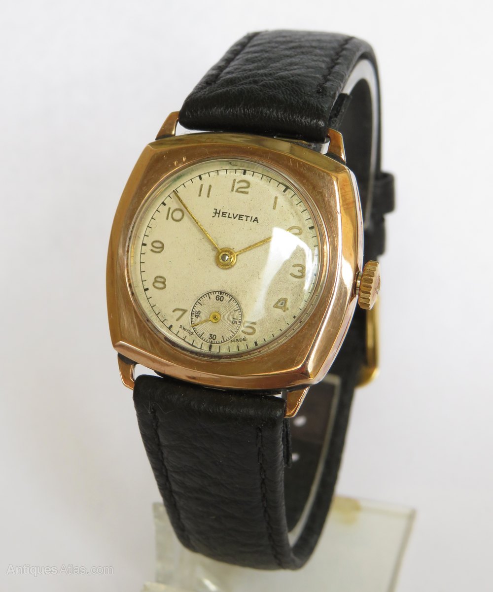 Antiques Atlas Midsize Helvetia 9ct Rose Gold Wrist Watch, 1943