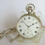 Silver J W Benson pocket watch and chain