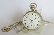 Silver J W Benson Pocket Watch And Chain