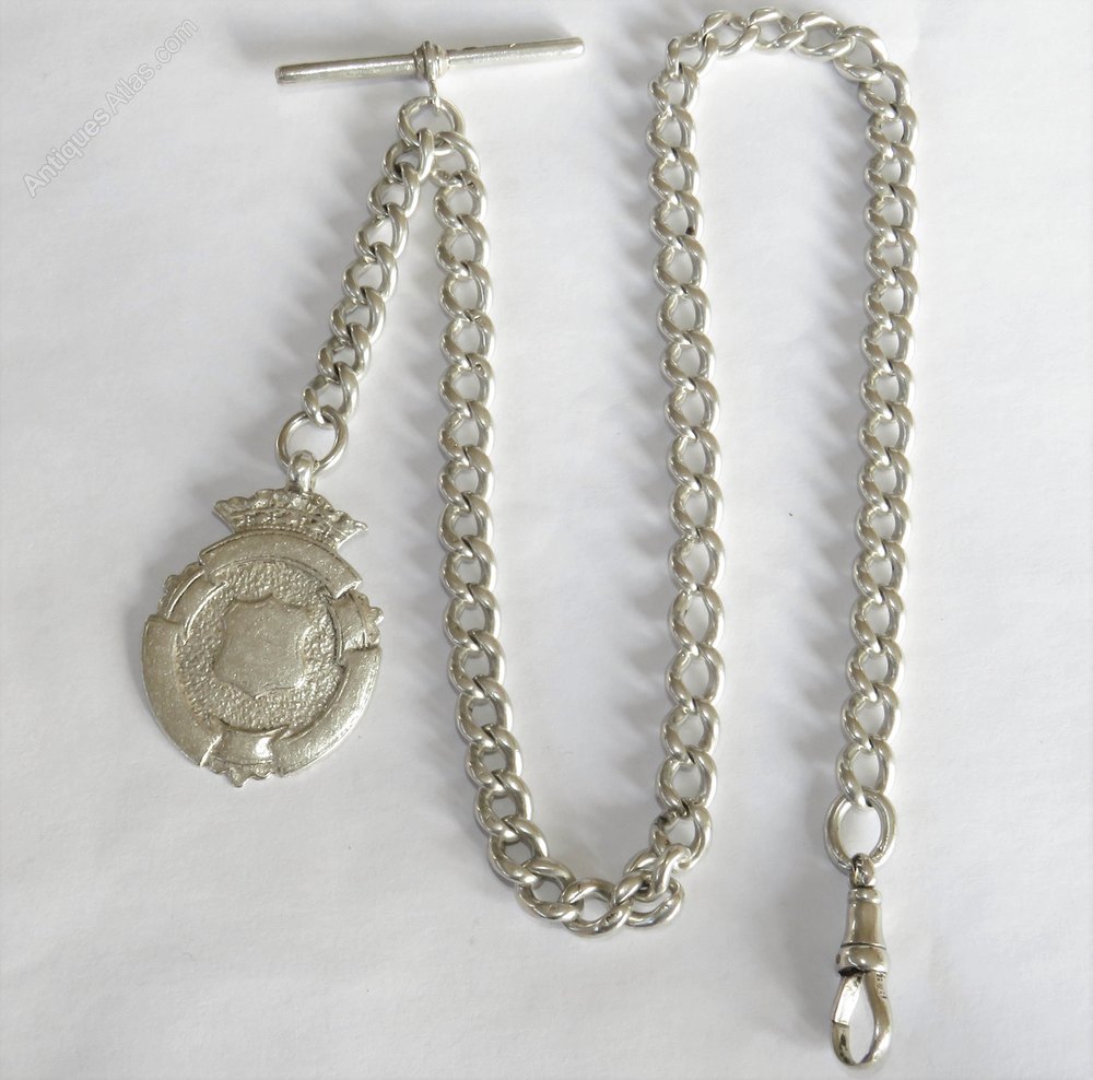 Antiques Atlas Silver Pocket Watch Chain And Fob, Saxmundham