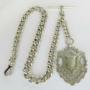 Victorian Heavy Duty Silver Watch Chain And Fob