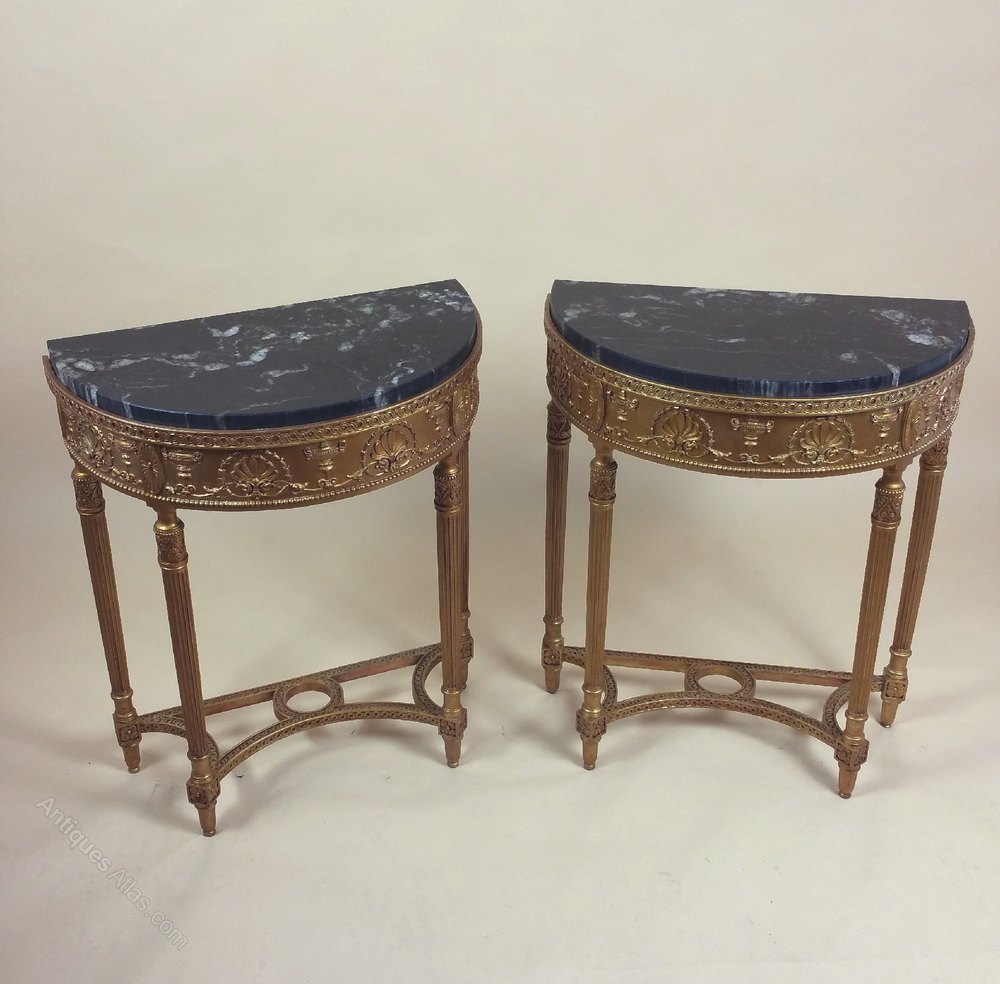 Pair Of Demi Lune Gilt Console Tables - Antiques Atlas