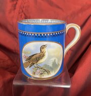 F & R Pratt Transfer Printed Pottery Bird Mug 19th
