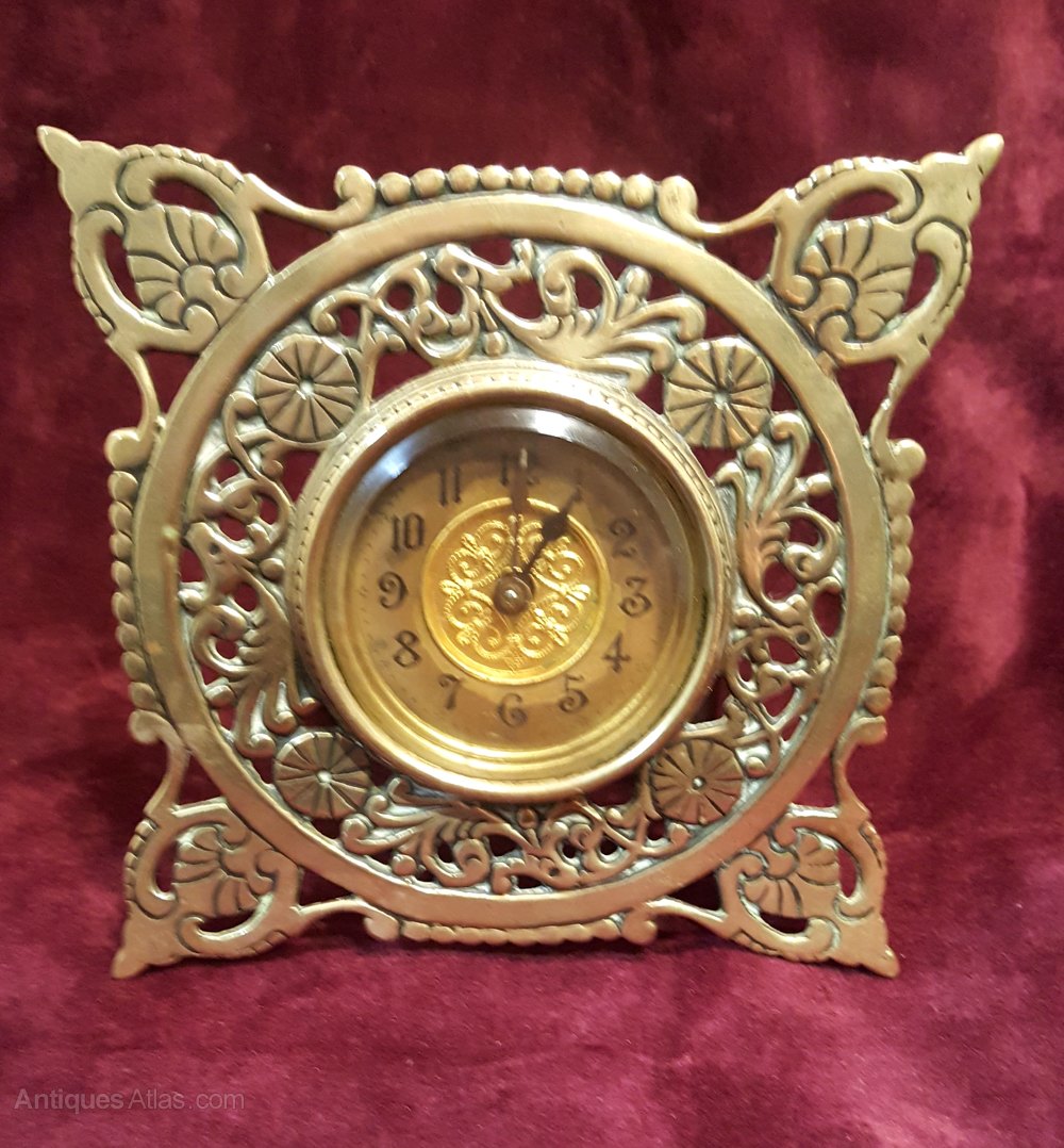 Antiques Atlas British United Clock Co. Brass Desk Clock C.1890