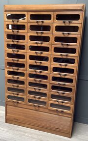1950s Oak Tall 30 Drawer Haberdashery Cabinet