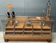 30s Oak & Brass Frame Haberdashery Display Counter