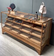 Vintage 16 Drawer Oak Shop Display Counter Cabinet