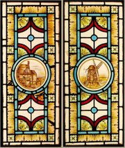 2 Victorian Stained Glass Windows – Country Scenes