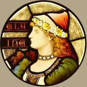 Antique Glass Roundel – Pre-Raphaelite Maiden