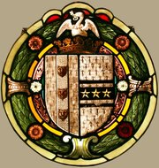 Antique Stained Glass Roundel - Coat Of Arms